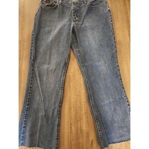 Chic Relaxed Fit Blue Jeans‎ Size 12 Tall distressed Hem Cut to  27 length